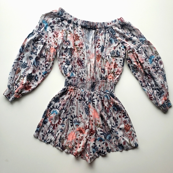 Free People "Pretty and Free" off the shoulder floral romper, size xs - Picture 6 of 10